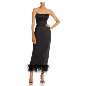 Aqua Maeve Reilly Strapless Dress with feathers Small